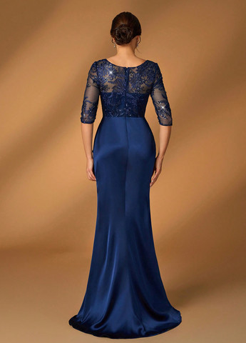 Темно-синя святковий, вечірня сукня годе SHEIN однотонна