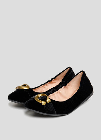 Женские балетки Coach | чёрные однотонные без декора текстиль (308802814)