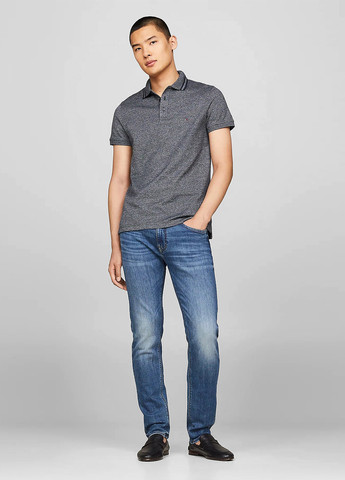 Серо-синяя футболка-поло для мужчин Tommy Hilfiger меланжевая