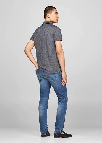 Серо-синяя футболка-поло для мужчин Tommy Hilfiger меланжевая