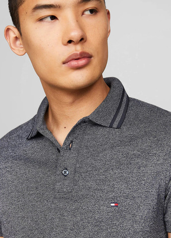 Серо-синяя футболка-поло для мужчин Tommy Hilfiger меланжевая