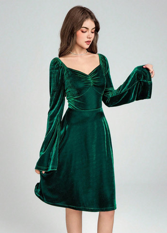 Темно-зелена сукня SHEIN (342382508)