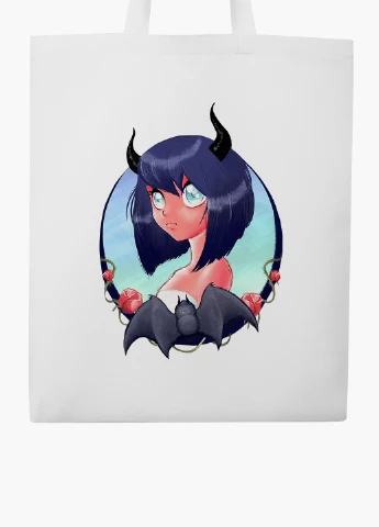 Эко сумка шоппер белая Девушка демон Аниме (Demon girl Anime) (9227-2837-WT2) Еко сумка шоппер біла 41*35 см MobiPrint (221683017)
