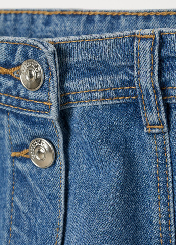 Синяя джинсовая однотонная юбка H&M а-силуэта (трапеция)