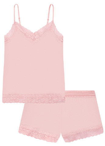 Розовая всесезон пижама (майка, шорты) Oodji