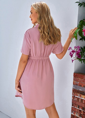 Рожева кежуал сукня для вагітних сукня-сорочка SHEIN однотонна