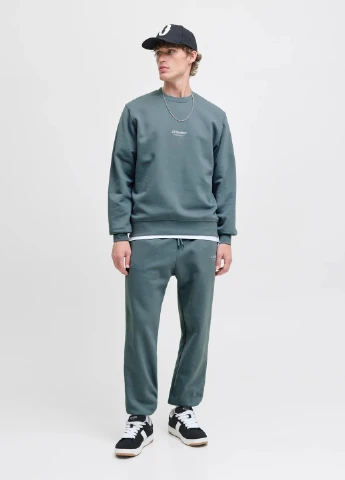 Морской волны свитшот Jack & Jones надпись без декора (352530760)