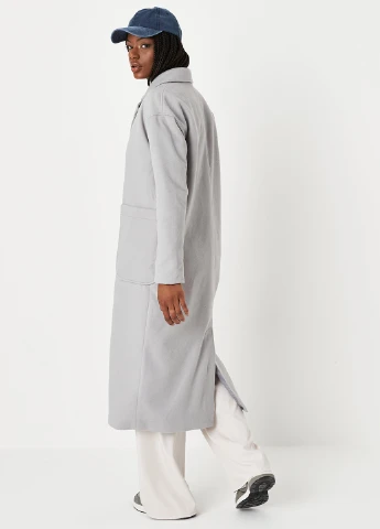 Светло-серое демисезонное Пальто однобортное Missguided