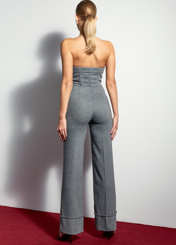 Комбинезон Gepur комбинезон-брюки полоска серый кэжуал, коктейльный, вечерний полиэстер, шерсть