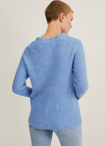 Светло-синий зимний свитер пуловер C&A