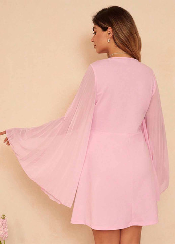 Розовое вечернее, праздничный, кэжуал платье а-силуэт SHEIN однотонное