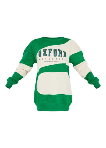 Зеленое спортивное, кэжуал платье платье-свитшот PrettyLittleThing с надписью