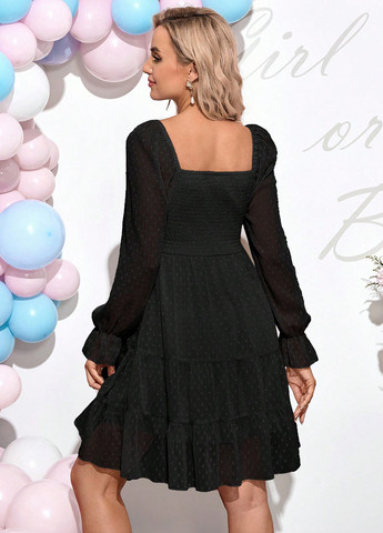 Чорна святковий, вечірня, кежуал сукня для вагітних кльош, а-силует SHEIN однотонна