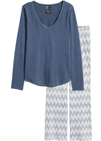 Синяя всесезон пижама (лонгслив, брюки) H&M