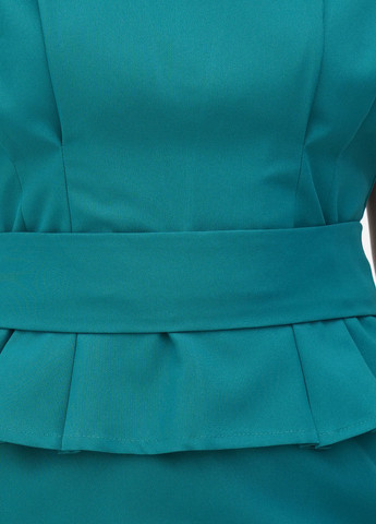 Зеленое кэжуал платье с баской Rebecca Tatti однотонное