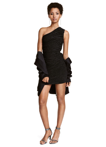 Черное коктейльное платье футляр H&M меланжевое
