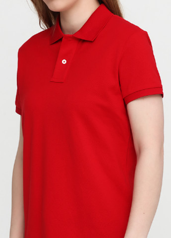 Красная женская футболка-поло Ralph Lauren однотонная
