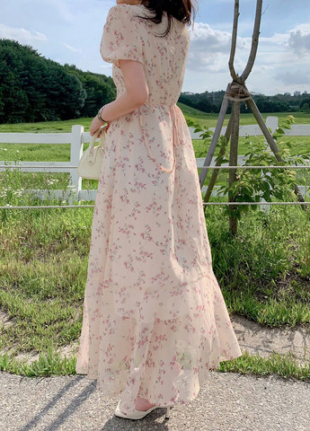 Светло-розовое кэжуал платье SHEIN с цветочным принтом