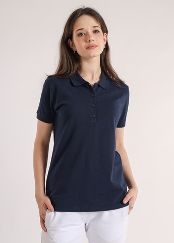 Женская темно-синяя футболка поло BBL однотонная