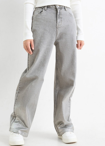 Светло-серые демисезонные мешковатые, прямые джинсы C&A