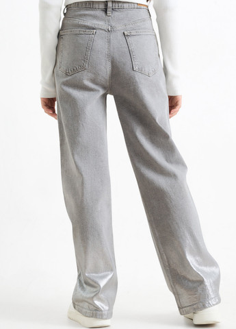 Светло-серые демисезонные мешковатые, прямые джинсы C&A