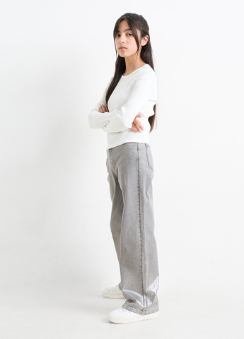 Светло-серые демисезонные мешковатые, прямые джинсы C&A