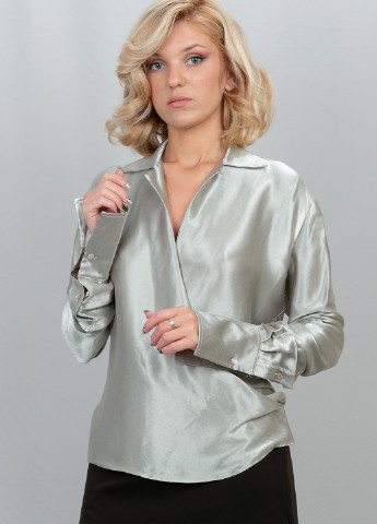 Серебряная демисезонная блуза на запах Ralph Lauren