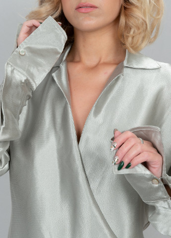 Серебряная демисезонная блуза на запах Ralph Lauren
