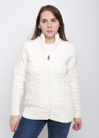 Білий зимовий жіночий светр на молнії білий теплий великий розмір Pulltonic Прямая