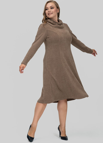 Кофейное кэжуал платье клеш A'll Posa однотонное