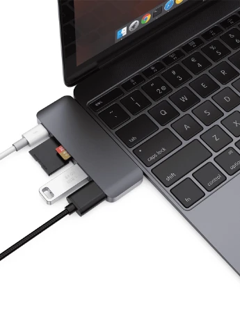Картридер USB hub Type-C переходник адаптер 5 в 1 USB 3.0 / SD MicroSD HT1 Aluminum UFT (247083985)