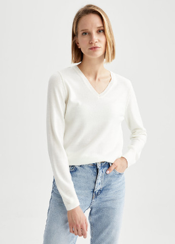 Белый демисезонный пуловер пуловер DeFacto