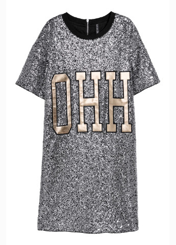 Срібна кежуал сукня сукня-футболка H&M з написами
