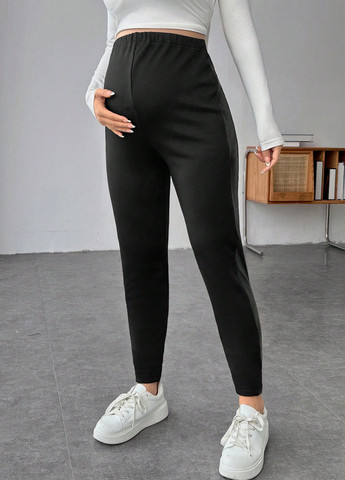 Черные зимние леггинсы для беременных SHEIN