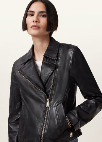 Черная демисезонная куртка кожаная байкерская Allsaints