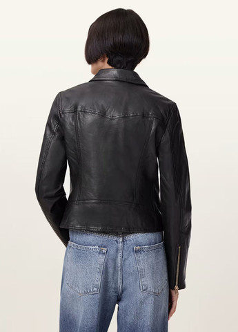 Черная демисезонная куртка кожаная байкерская Allsaints