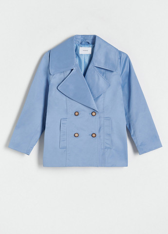 Голубое Кэжуал полупальто двубортное Reserved однотонное