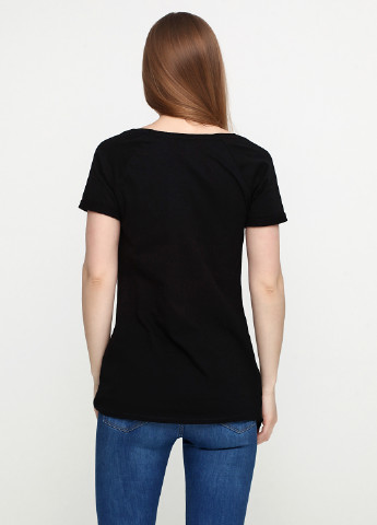 Черная летняя футболка с коротким рукавом Jean Pascale