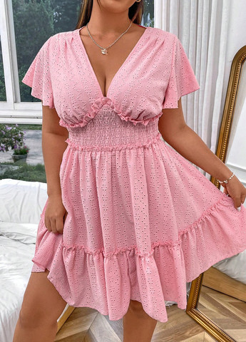 Рожева кежуал сукня а-силует SHEIN однотонна