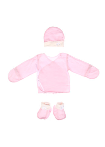 Світло-рожевий демісезонний комплект (сорочечка, пінетки, шапка) Трикомир