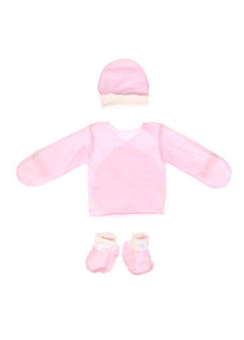 Світло-рожевий демісезонний комплект (сорочечка, пінетки, шапка) Трикомир