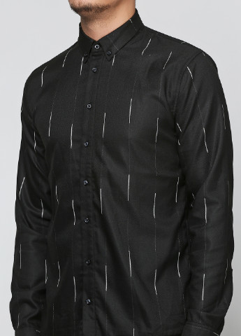 Черная кэжуал рубашка с анималистичным узором 2xH Brothers с длинным рукавом