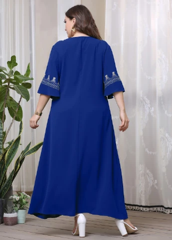 Синее кэжуал платье а-силуэт SHEIN однотонное