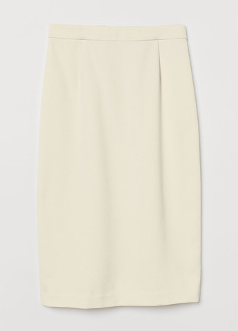 Кремовая кэжуал однотонная юбка H&M карандаш