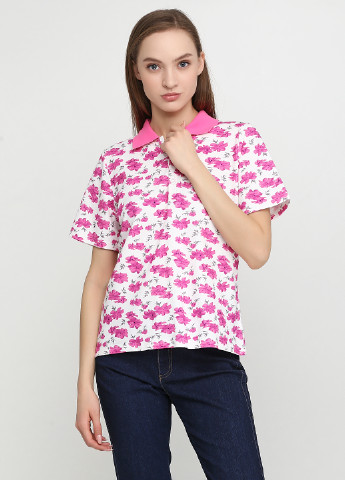 Розовая женская футболка-поло Micha с цветочным принтом