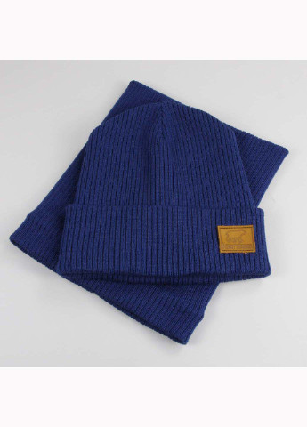 Синий демисезонный комплект (шапка, хомут) Канта