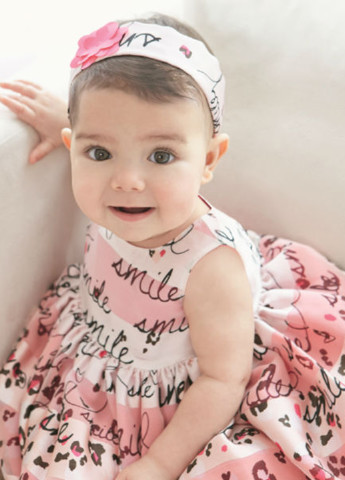 Розовый демисезонный комплект (платье, повязка) Mothercare