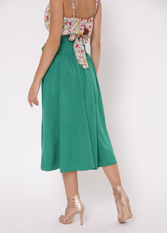 Зеленая кэжуал однотонная юбка TessDress клешированная-солнце