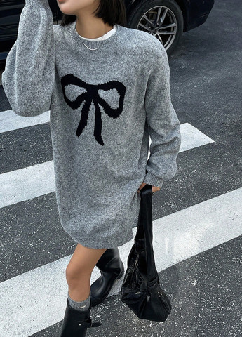 Серое кэжуал платье платье-свитер SHEIN меланжевое