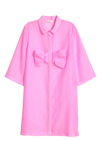 Кислотно-розовое кэжуал платье H&M однотонное